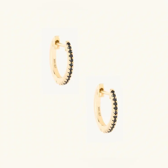 Catbird Fairy Light Black Diamond Hoops (Like-New; Gold/Black;14k) - Picture 9 of 13
